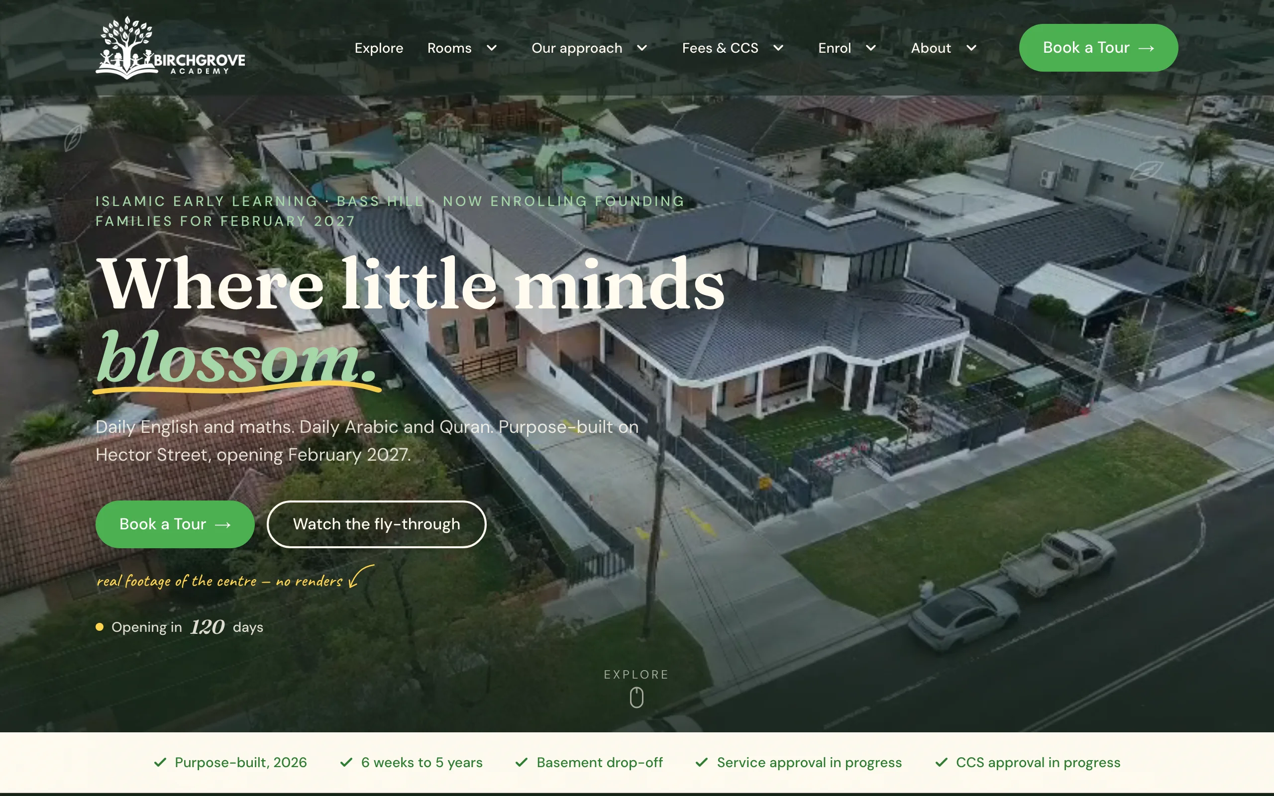 Birchgrove Academy early learning centre home page, desktop