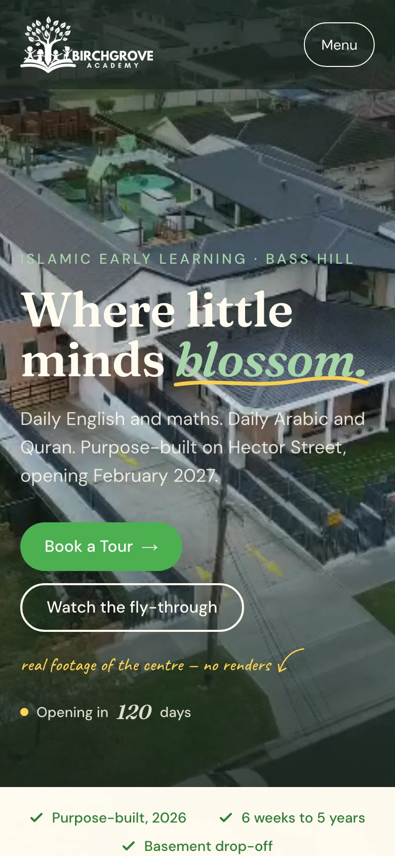 Birchgrove Academy early learning centre home page on a phone