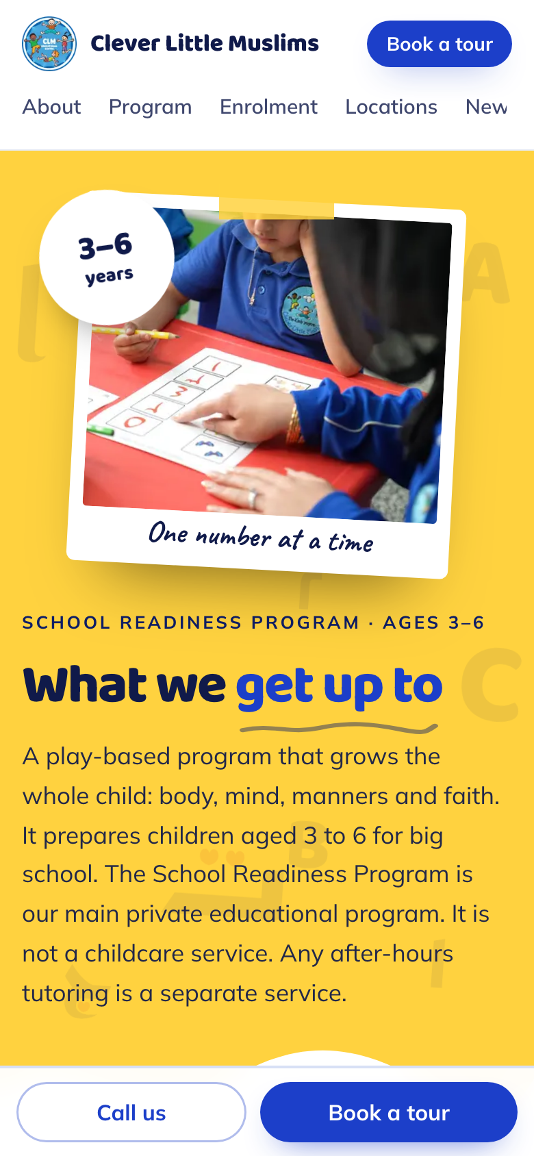 Clever Little Muslims school readiness program page on a phone