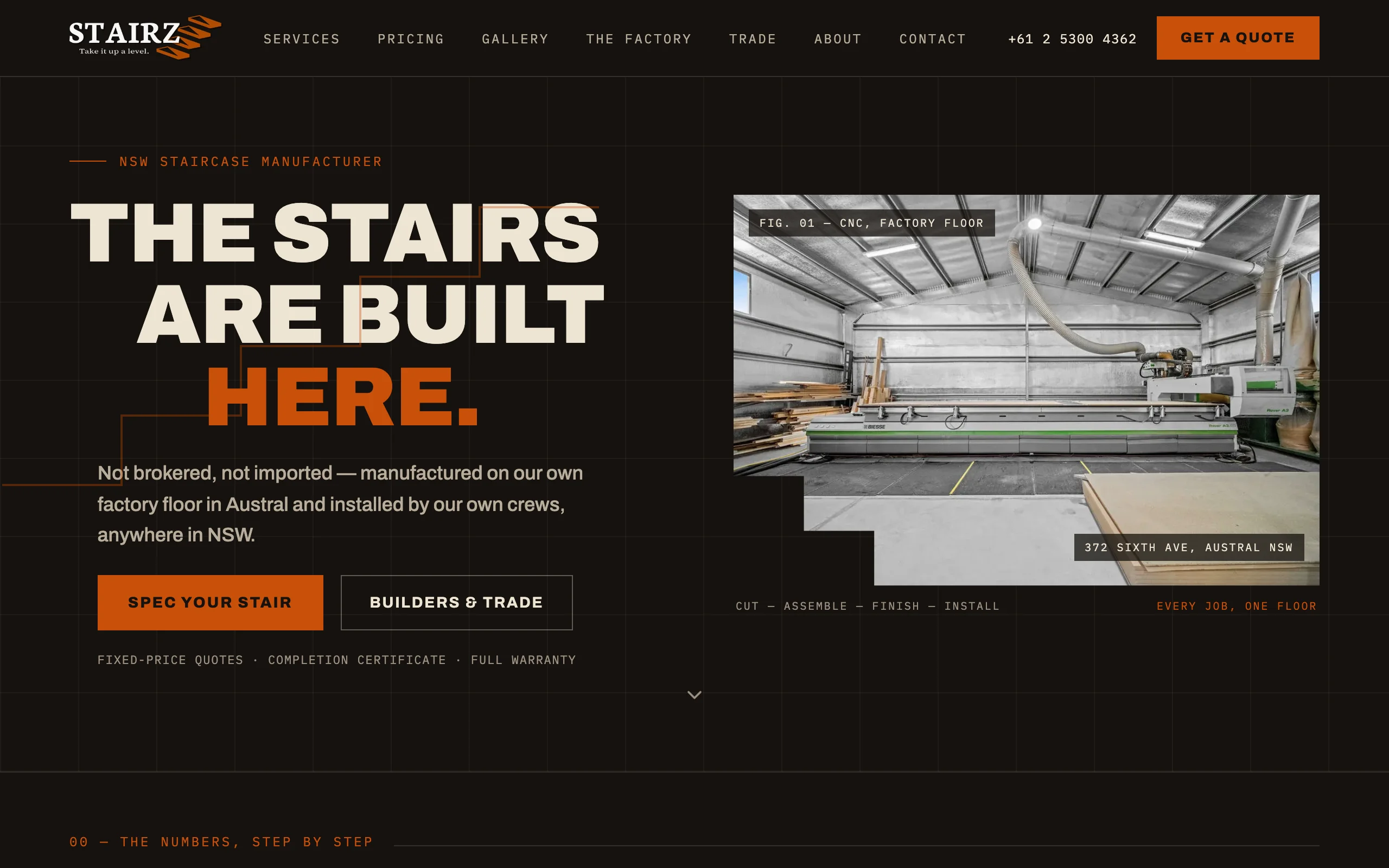 Stairz staircase builder home page, desktop