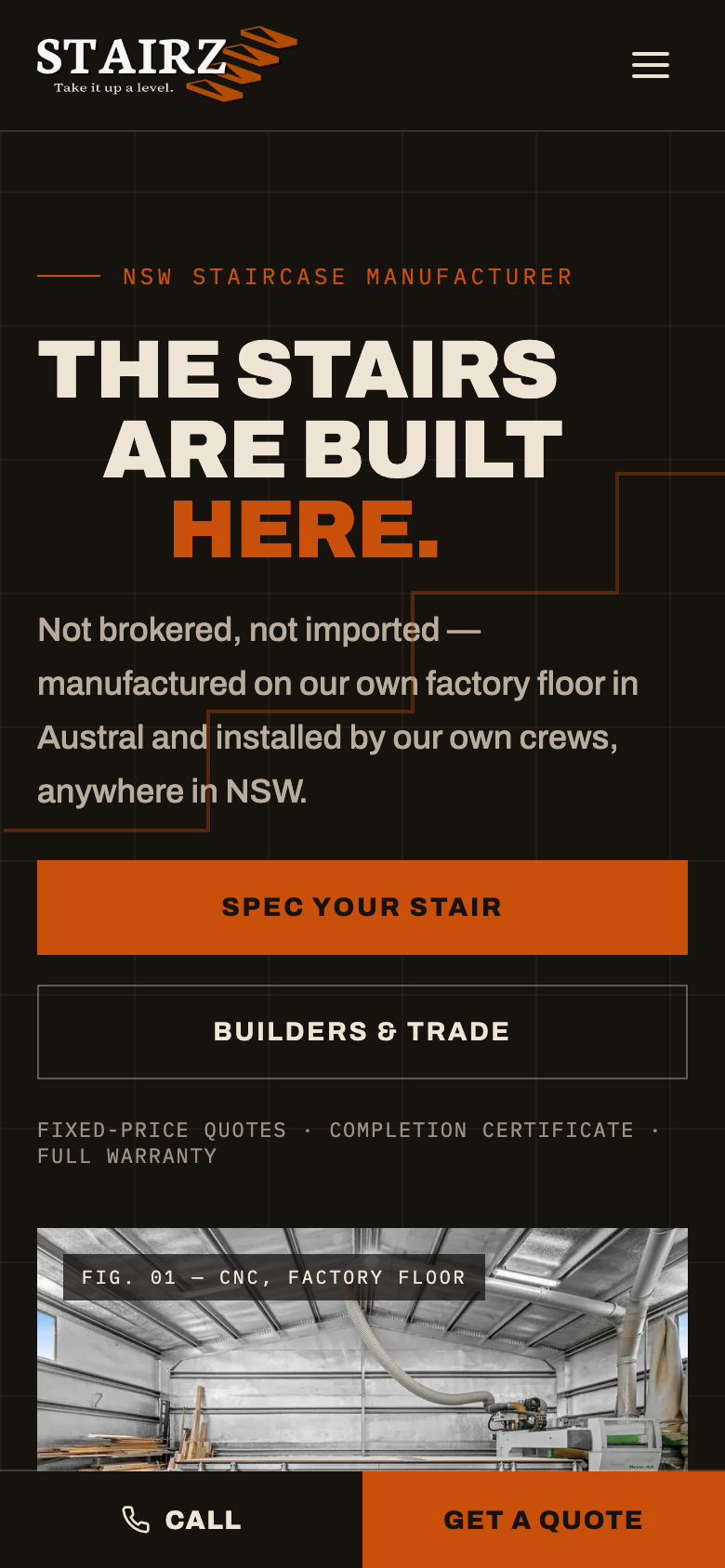 Stairz staircase builder home page on a phone